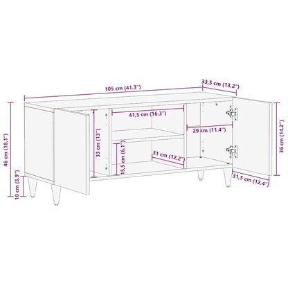 Tv-meubel 105x33,5x46 cm massief mangohout lichtgrijs