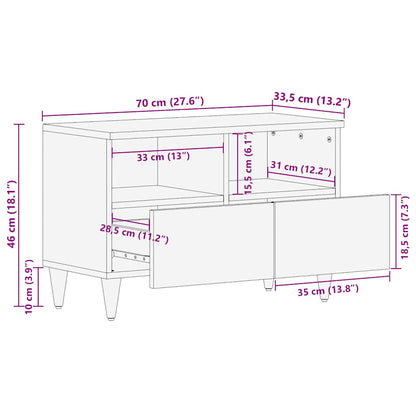 Tv-meubel 70x33,5x46 cm massief mangohout lichtgrijs