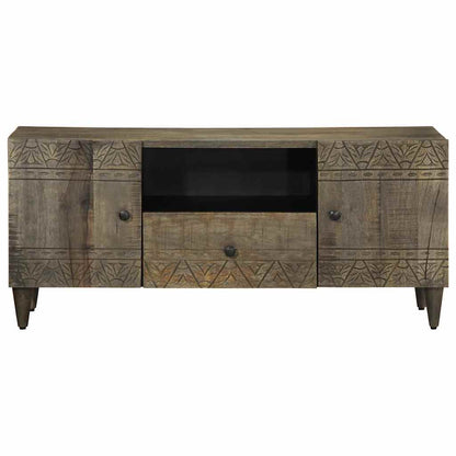 Tv-meubel 105x33,5x46 cm massief mangohout lichtgrijs