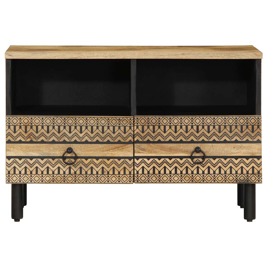 Tv-meubel 70x33,5x46 cm massief ruw mangohout zwart