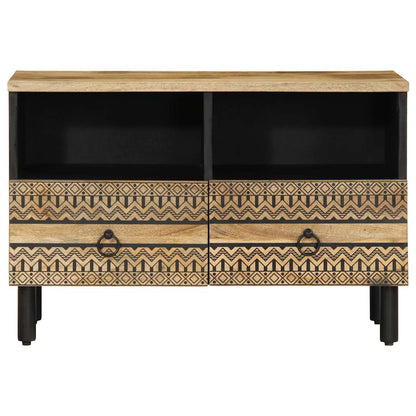 Tv-meubel 70x33,5x46 cm massief ruw mangohout zwart