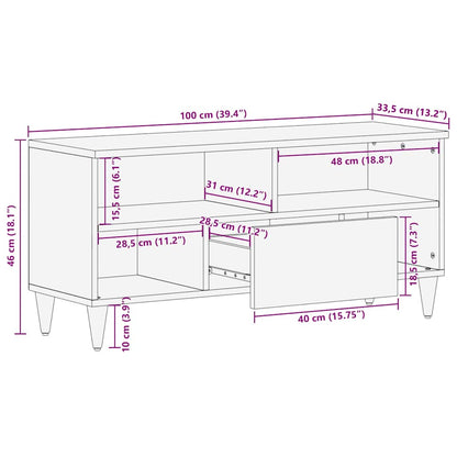 Tv-meubel 100x33,5x46 cm massief mangohout