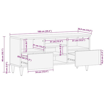 Tv-meubel 100x33,5x46 cm massief mangohout