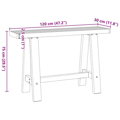 Wandtafel NOAIN A-vormige poten 120x30x75 cm massief hout