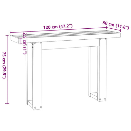 Wandtafel NOAIN U-vormige poten 120x30x75 cm massief hout