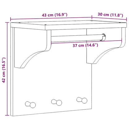 Wandkapstok SANDNES 43x30x42 cm massief grenenhout