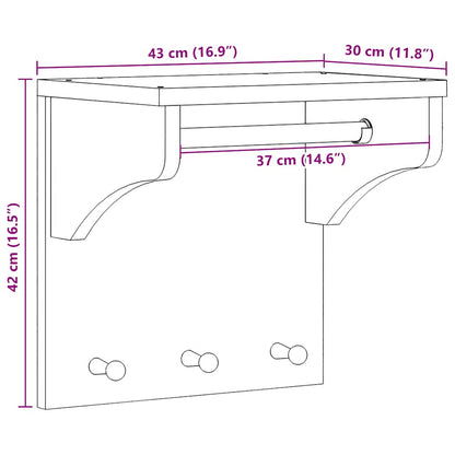 Wandkapstok SANDNES wit 43x30x42 cm massief grenenhout