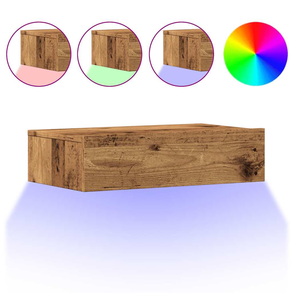 Tv-meubels met LED-verlichting 2 st 60x35x15,5 cm oud hout