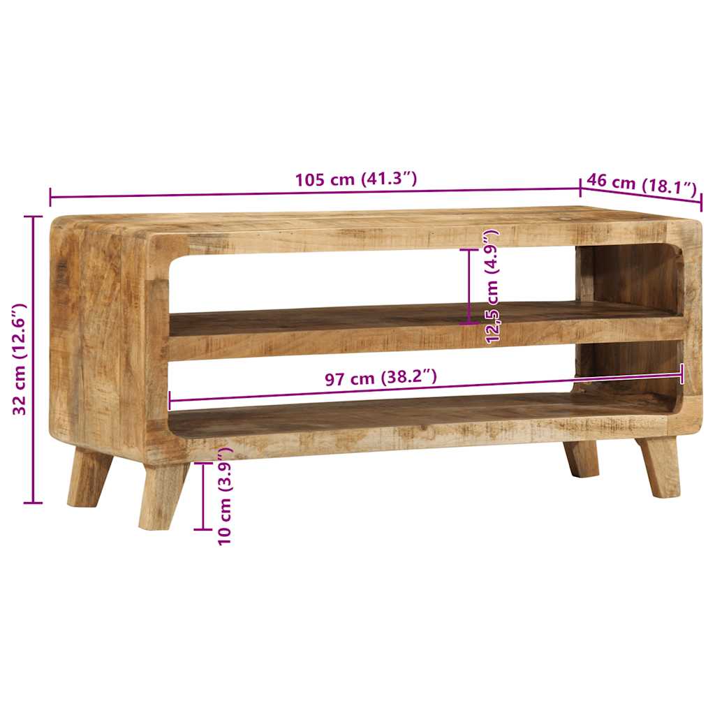 Tv-meubel 105x46x32 cm massief ruw mangohout