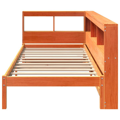 vidaXLBed met boekenkast zonder matras grenenhout wasbruin 90x190 cm