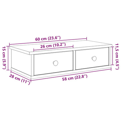 Wandschap met lades 60x25x15 cm bewerkt hout grijs sonoma eiken