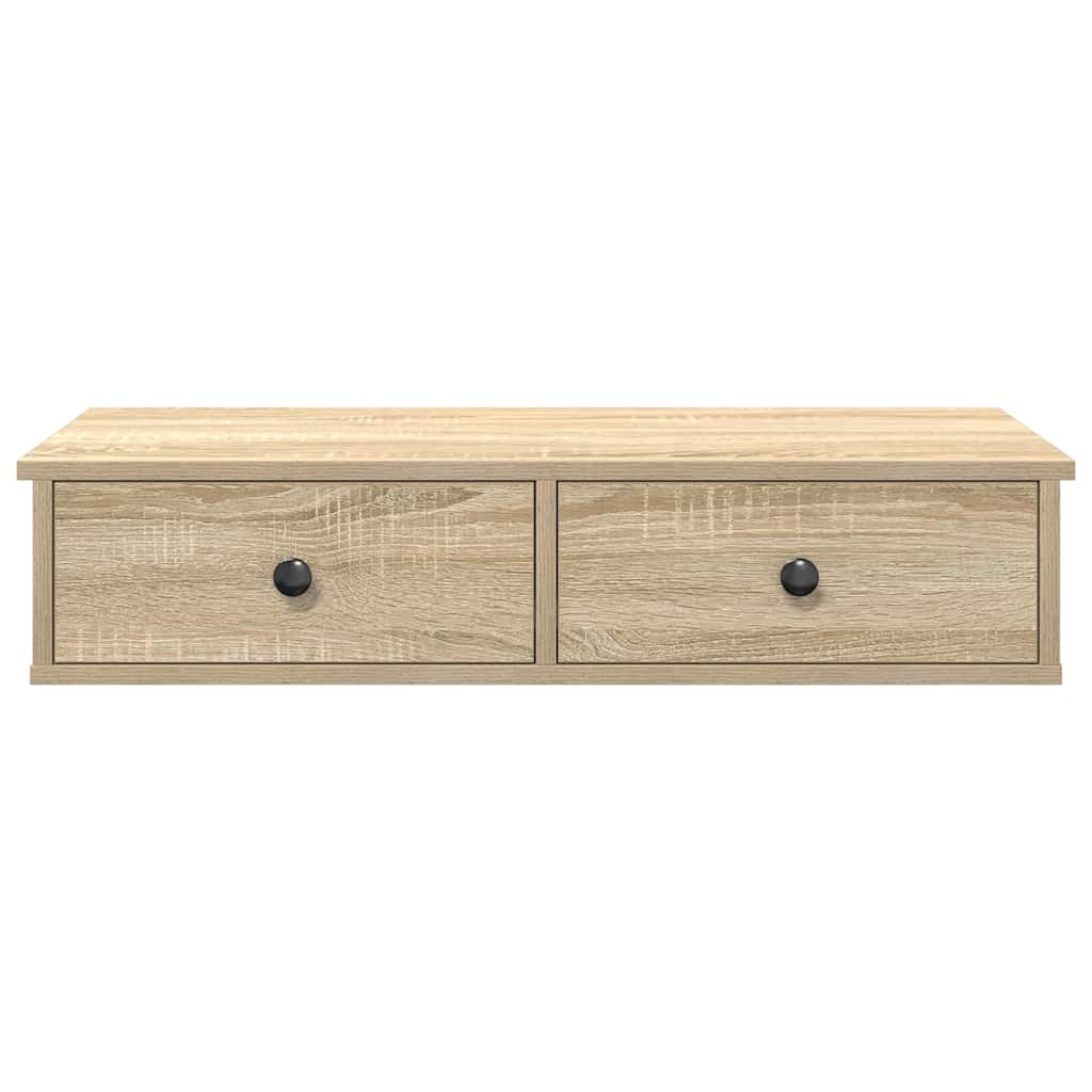 Wandschap met lades 80x31x17 cm bewerkt hout sonoma eikenkleur