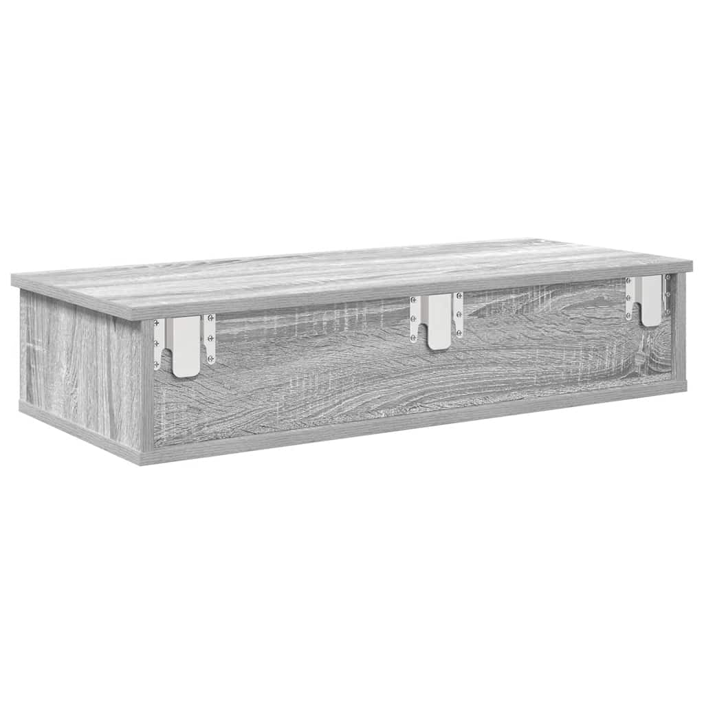 Wandschap met lades 80x31x17 cm bewerkt hout grijs sonoma eiken