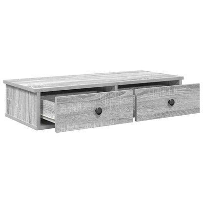 Wandschap met lades 80x31x17 cm bewerkt hout grijs sonoma eiken