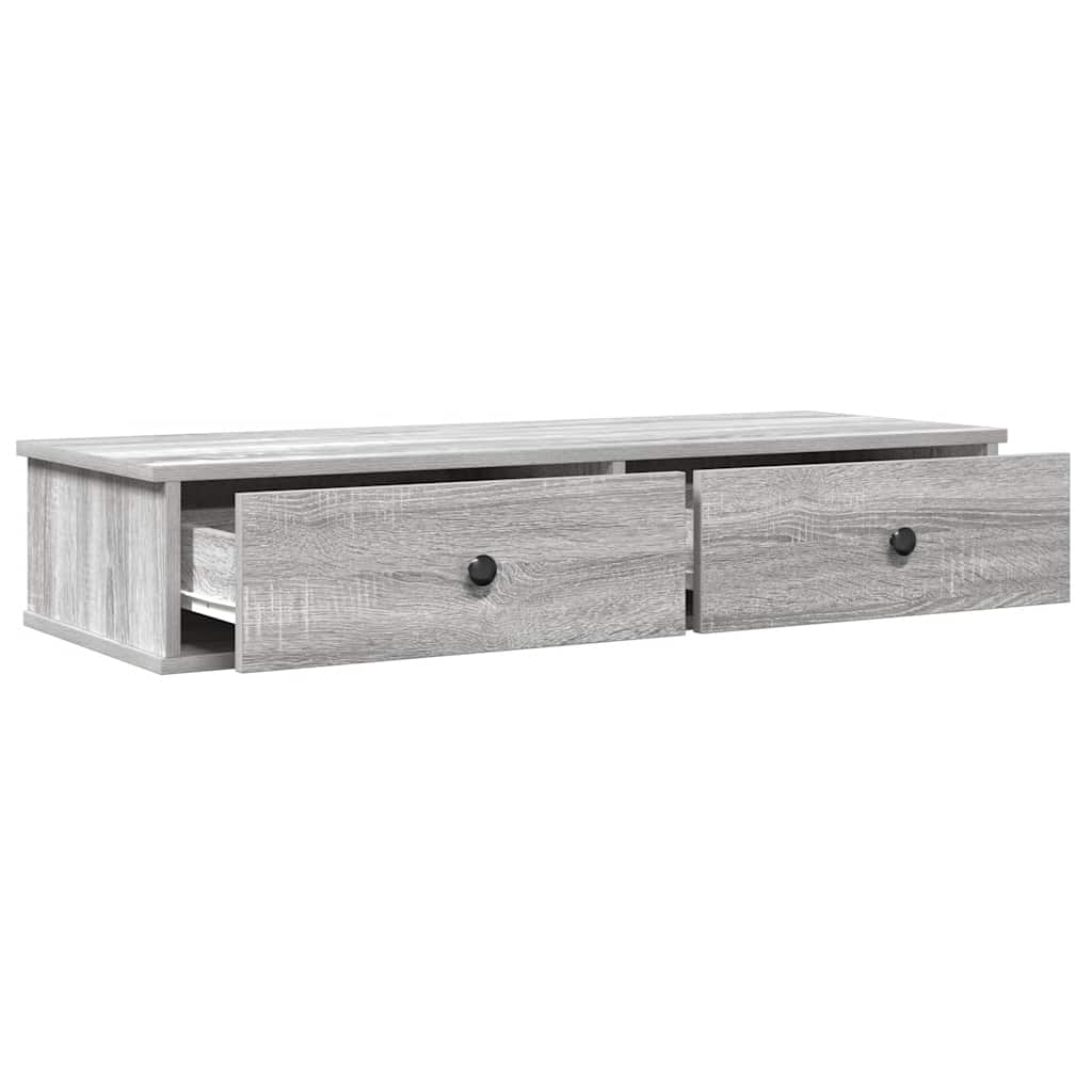 Wandschap met lades 100x37,5x19 cm bewerkt hout grijs sonoma