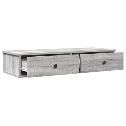 Wandschap met lades 100x37,5x19 cm bewerkt hout grijs sonoma