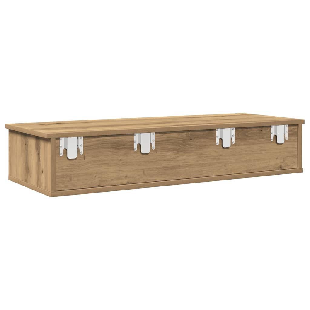 Wandschap met lades 100x37,5x19cm bewerkt hout artisanaal eiken