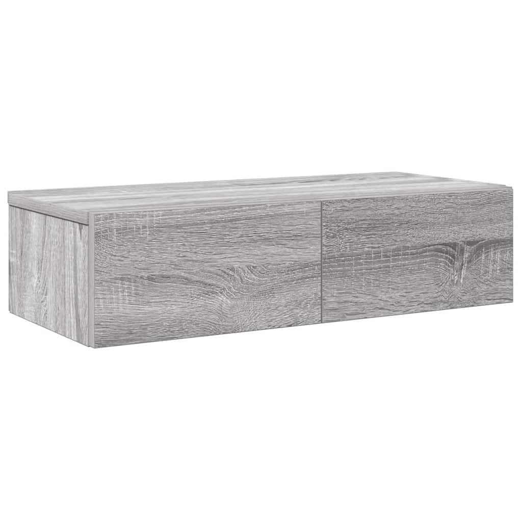 Wandschap met lades 60x26,5x15 cm bewerkt hout grijs sonoma