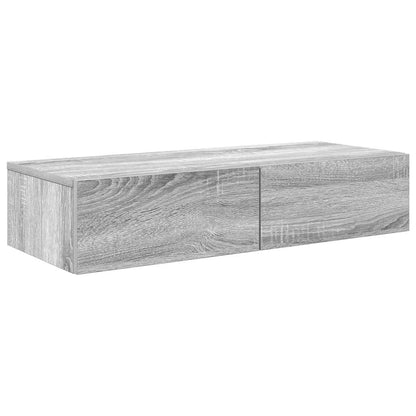 Wandschap met lades 80x33x17 cm bewerkt hout grijs sonoma eiken