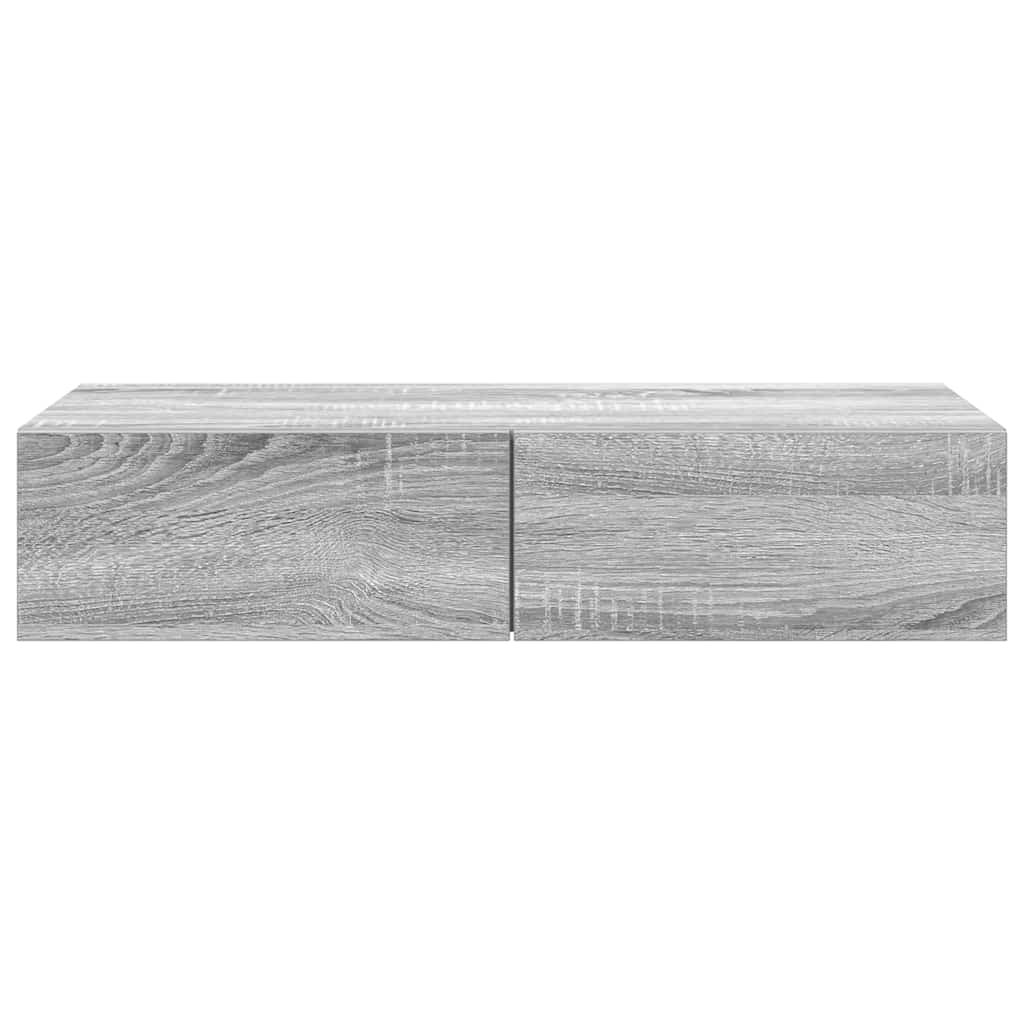 Wandschap met lades 80x33x17 cm bewerkt hout grijs sonoma eiken