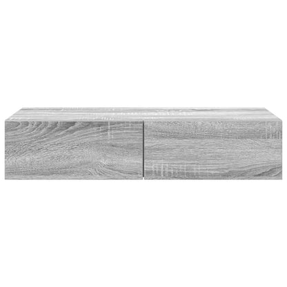 Wandschap met lades 80x33x17 cm bewerkt hout grijs sonoma eiken