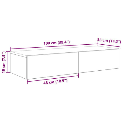 Wandschap met lades 100x36x19 cm bewerkt hout zwart