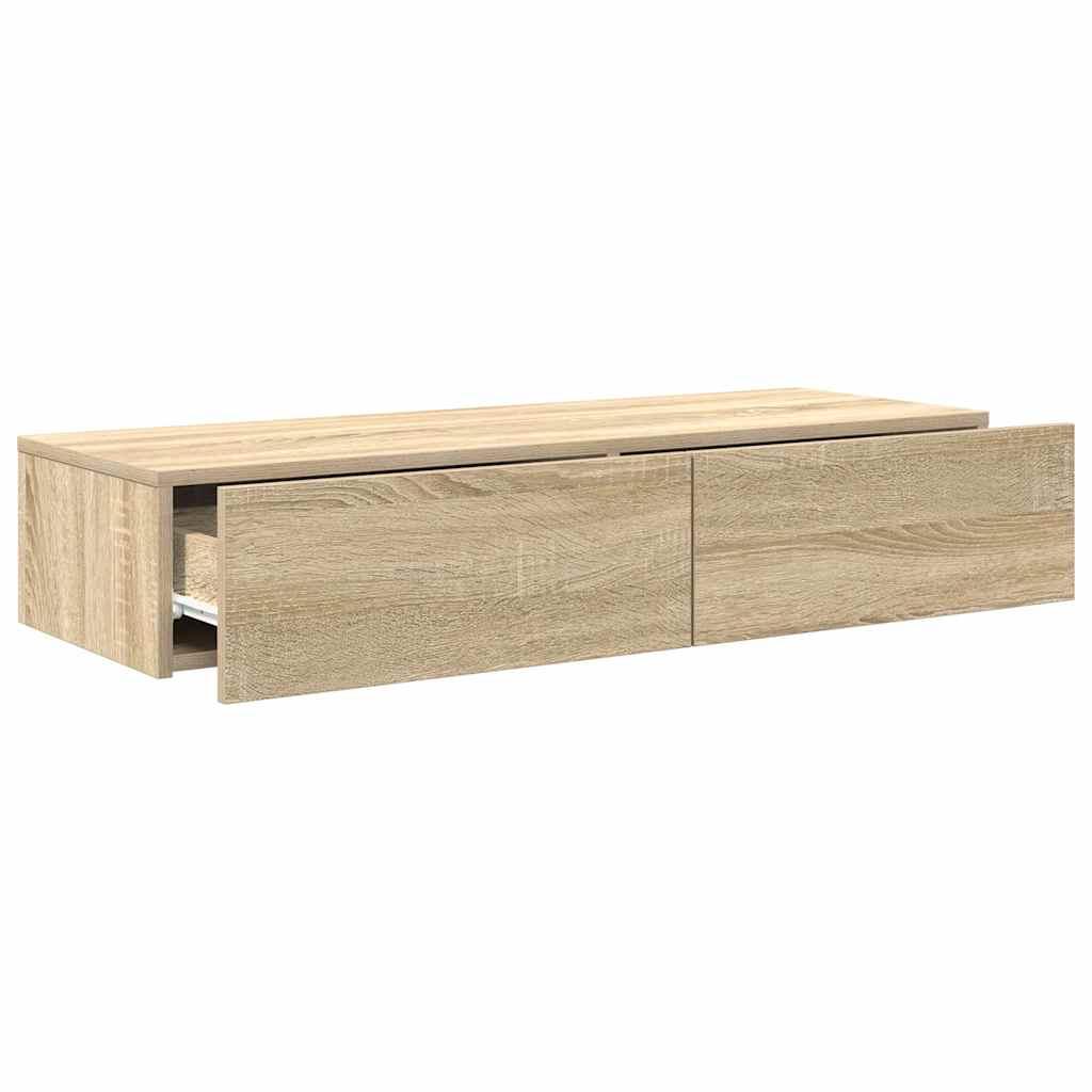 Wandschap met lades 100x36x19 cm bewerkt hout sonoma eikenkleur