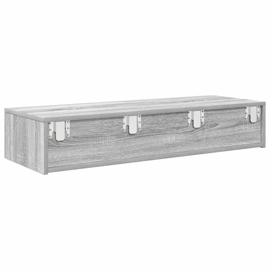 Wandschap met lades 100x36x19cm bewerkt hout grijs sonoma eiken