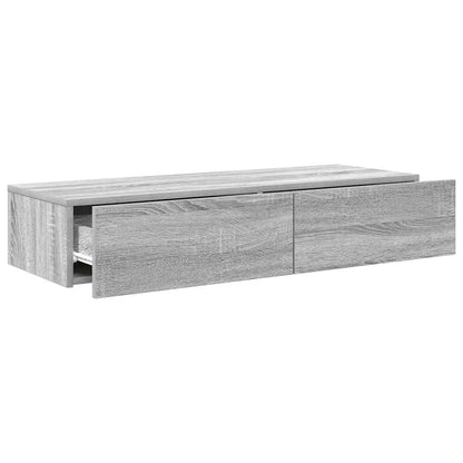 Wandschap met lades 100x36x19cm bewerkt hout grijs sonoma eiken