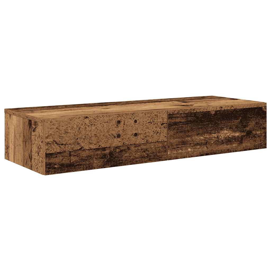 Wandschap met lades 100x36x19 cm bewerkt hout oud houtkleurig