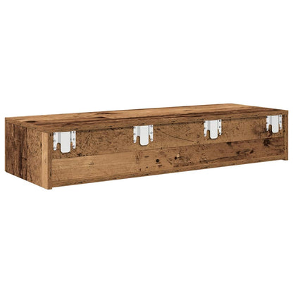 Wandschap met lades 100x36x19 cm bewerkt hout oud houtkleurig