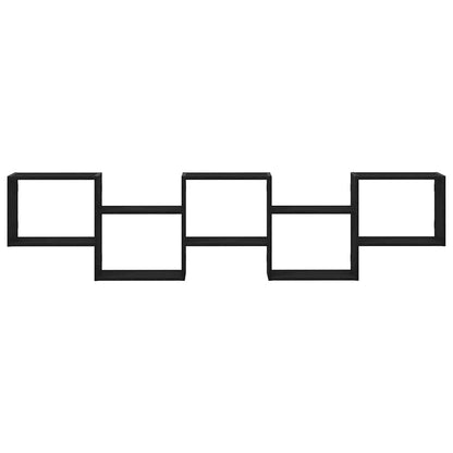 Wandschap kubus 5 vakken bewerkt hout zwart