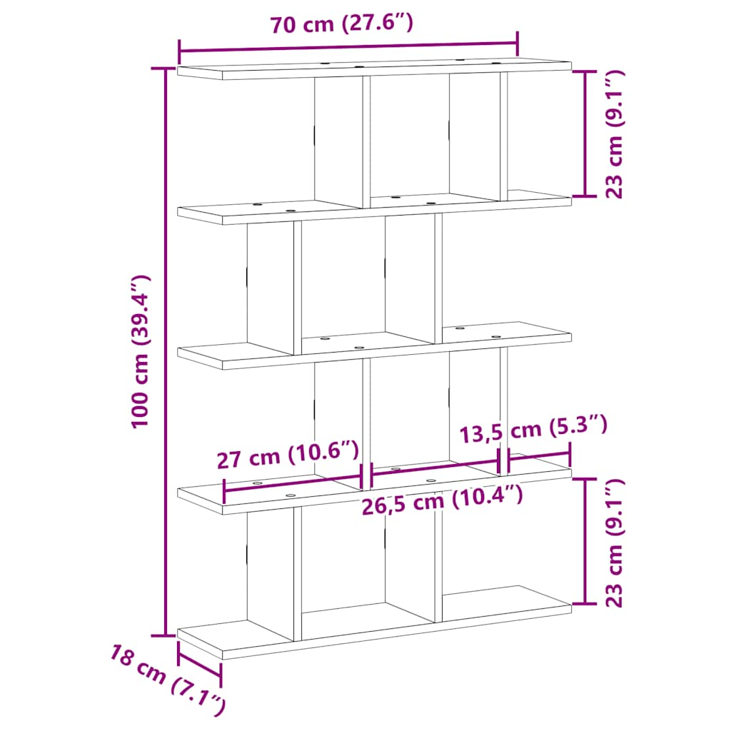 Wandschap kubus 12 vakken bewerkt hout zwart