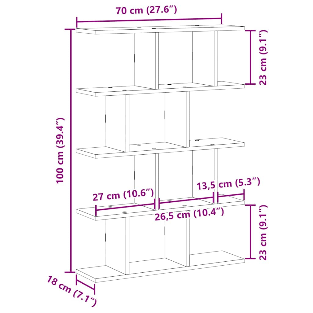 Wandschap kubus 12 vakken bewerkt hout grijs sonoma eikenkleur