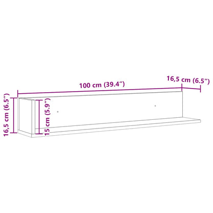 Wandschappen 2 st 100x16,5x16,5 cm bewerkt hout grijs sonoma