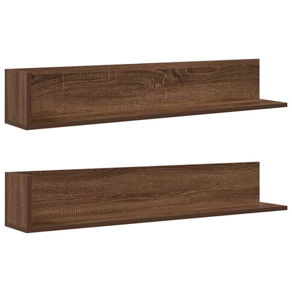 Wandschappen 2 st 100x16,5x16,5cm bewerkt hout bruin eikenkleur