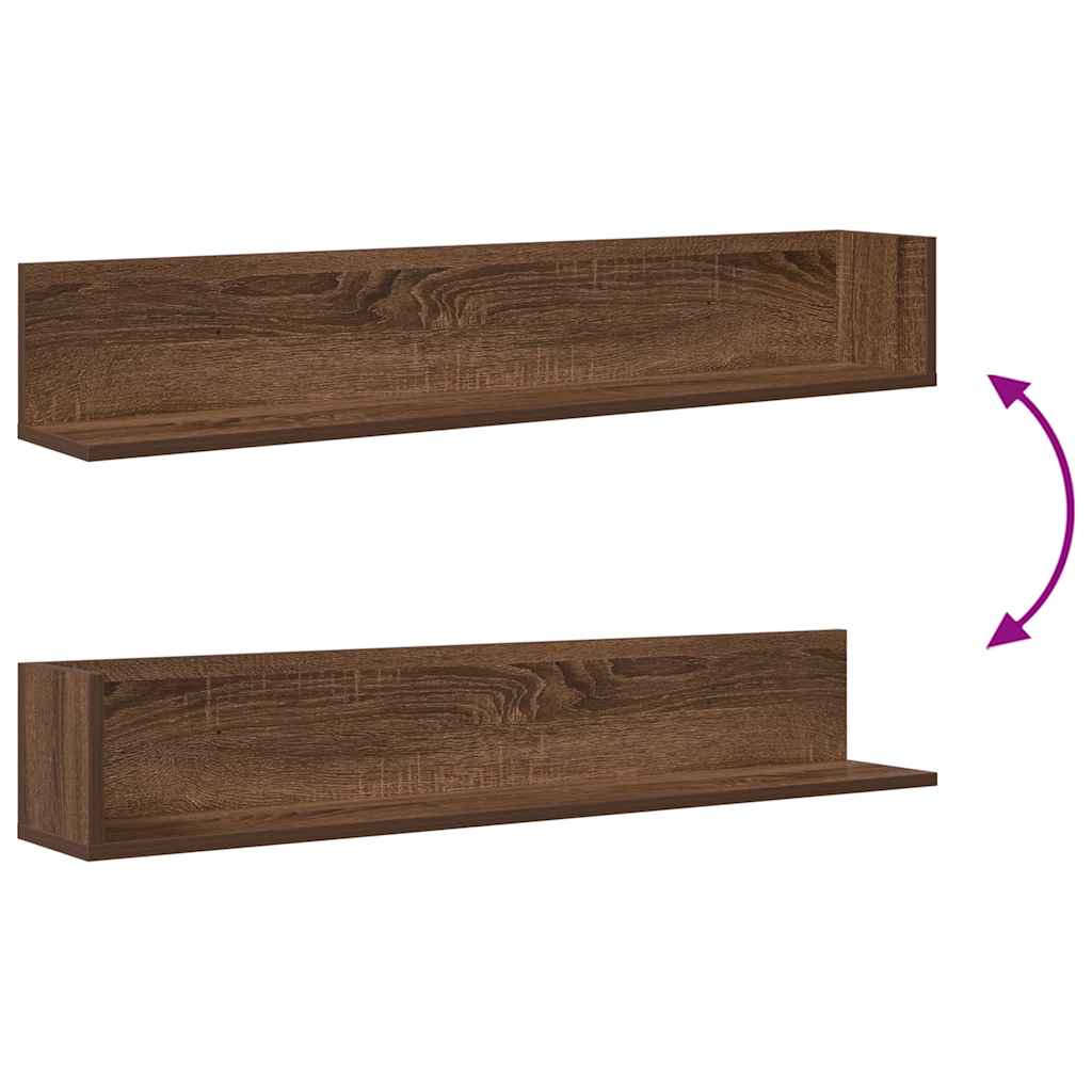 Wandschappen 2 st 100x16,5x16,5cm bewerkt hout bruin eikenkleur