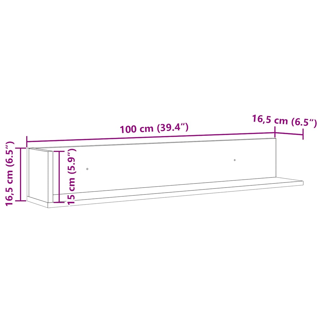 Wandschappen 2 st 100x16,5x16,5cm bewerkt hout bruin eikenkleur