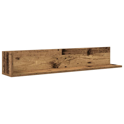 Wandschappen 2 st 100x16,5x16,5 cm bewerkt hout oud houtkleurig