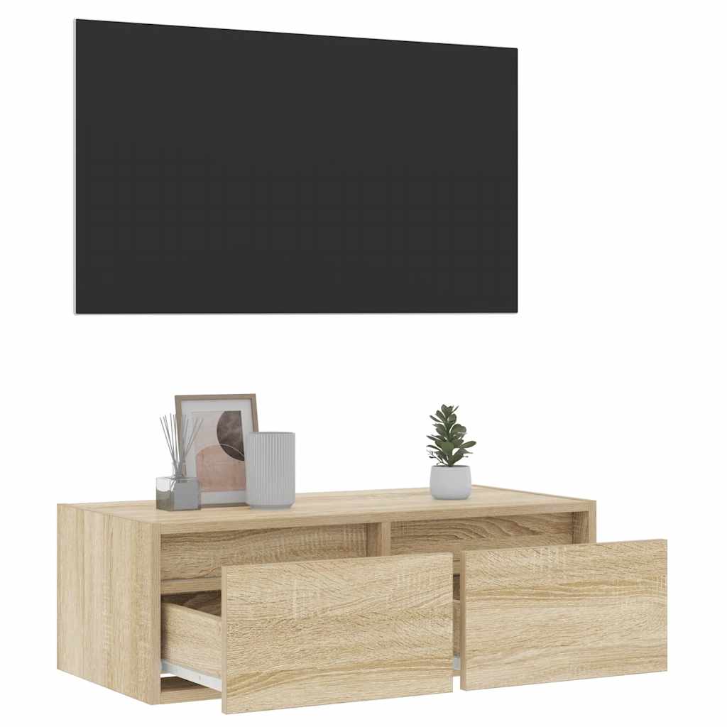 Tv-meubel met LED-verlichting 75x35,5x25 cm sonoma eikenkleurig