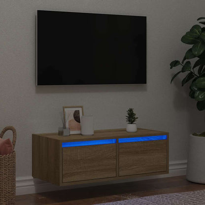 Tv-meubel met LED-verlichting 75x35,5x25 cm sonoma eikenkleurig