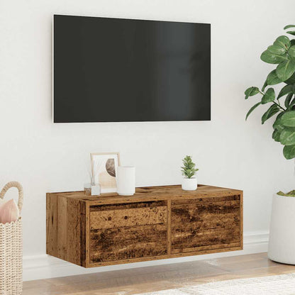 Tv-meubel met LED-verlichting 75x35,5x25 cm oud houtkleurig