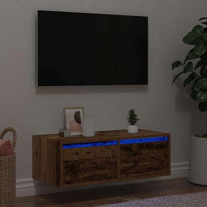 Tv-meubel met LED-verlichting 75x35,5x25 cm oud houtkleurig