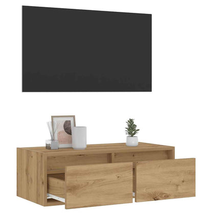 Tv-meubel met LED-verlichting 75x35,5x25 cm artisanaal eiken