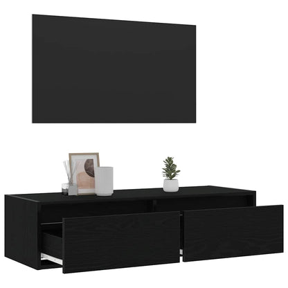 Tv-meubel met LED-verlichting 100X35,5x25 cm zwart eikenkleurig