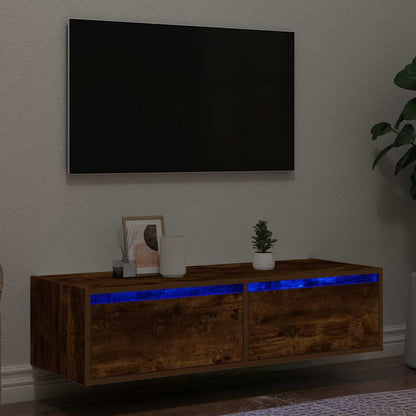 Tv-meubel met LED-verlichting 100X35,5x25 cm gerookt eikenkleur