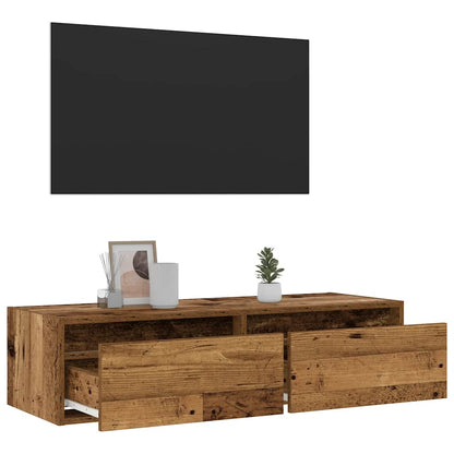 Tv-meubel met LED-verlichting 100X35,5x25 cm oud houtkleurig