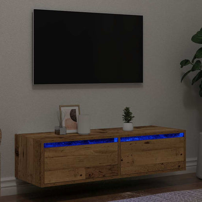 Tv-meubel met LED-verlichting 100X35,5x25 cm oud houtkleurig