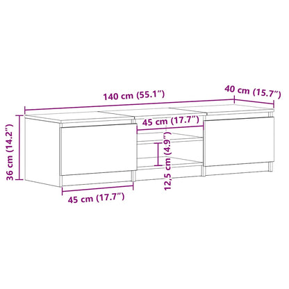 Tv-meubel 140x40x36 cm bewerkt hout artisanaal eikenkleurig