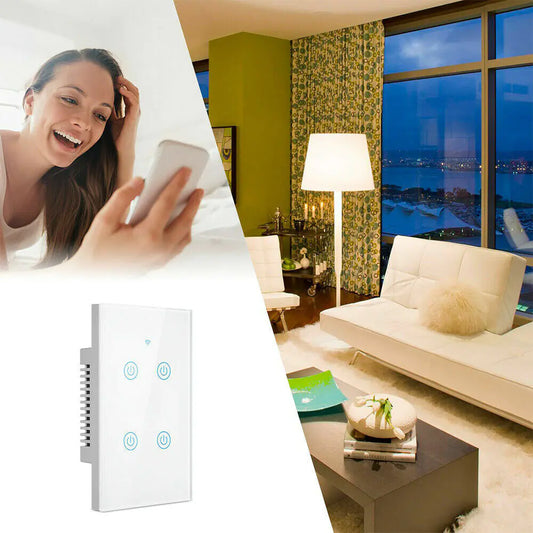 1/2/3/4 Gang WiFi Smart Wall Touch Light Switch Glazen Paneel Voor Alexa/Google APP